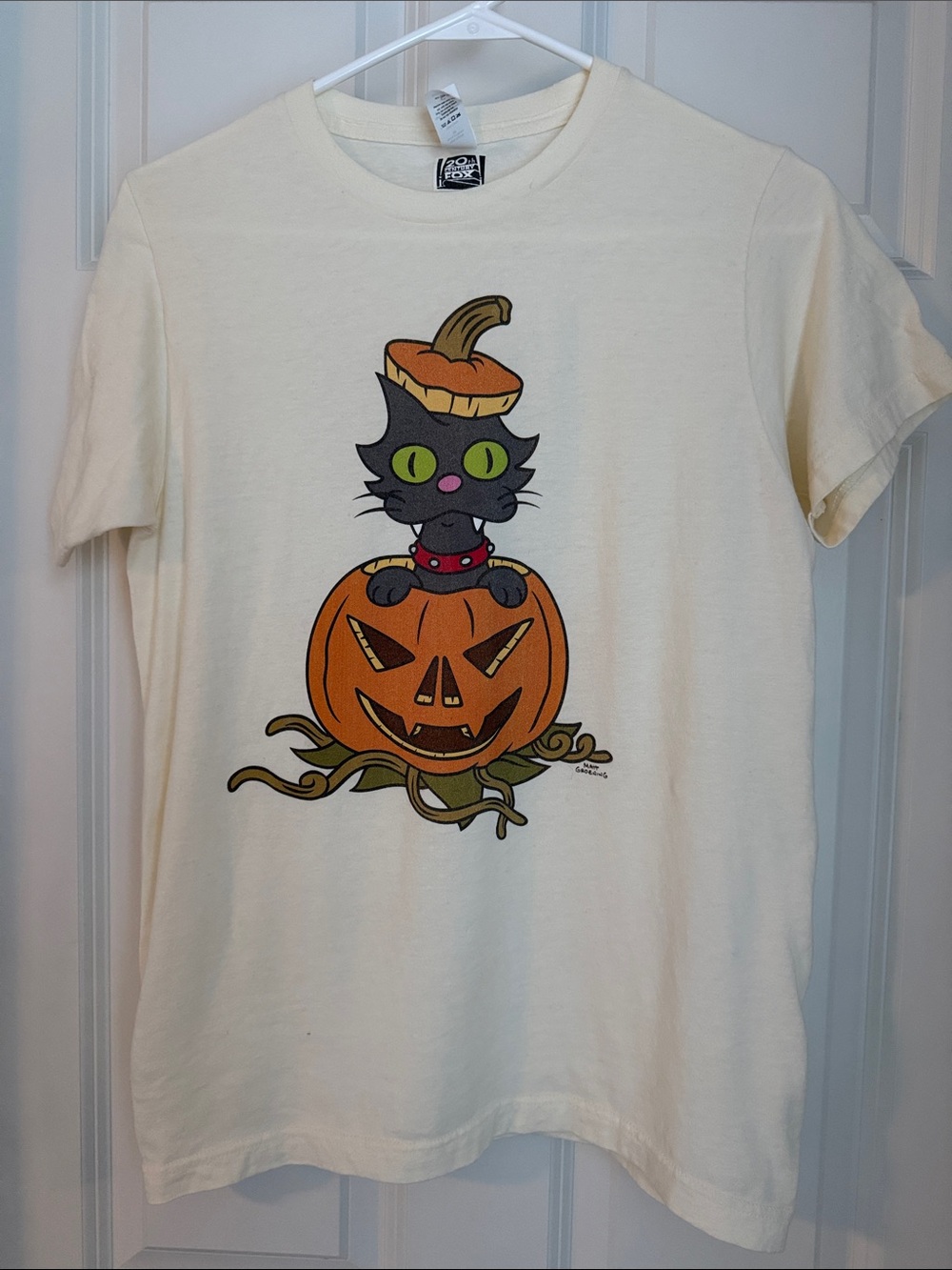 NWOT- Kids Youth -Cream Halloween Cat “snowball” Pumpkin Graphic Tee
